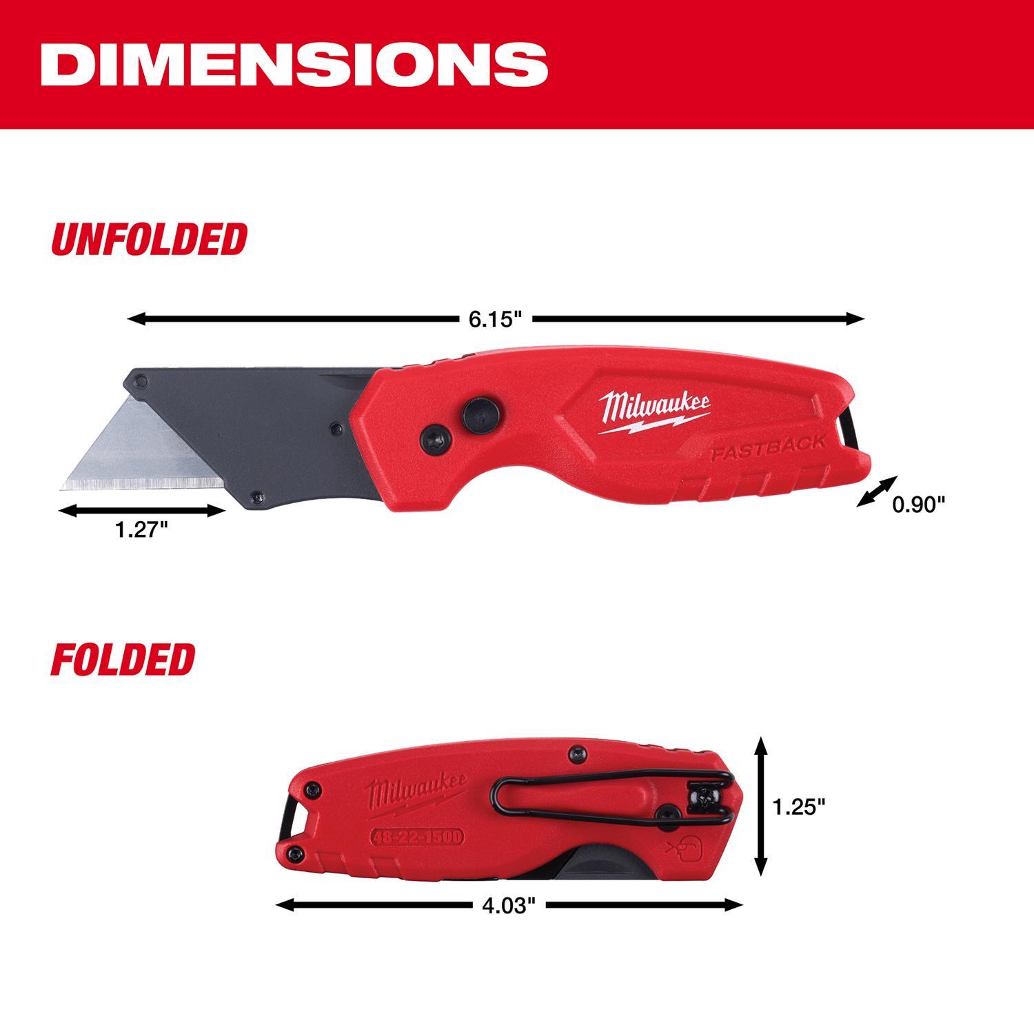 Milwaukee Fastback 6.15 in. Press and Flip Folding Compact Utility Knife Red 1 pc