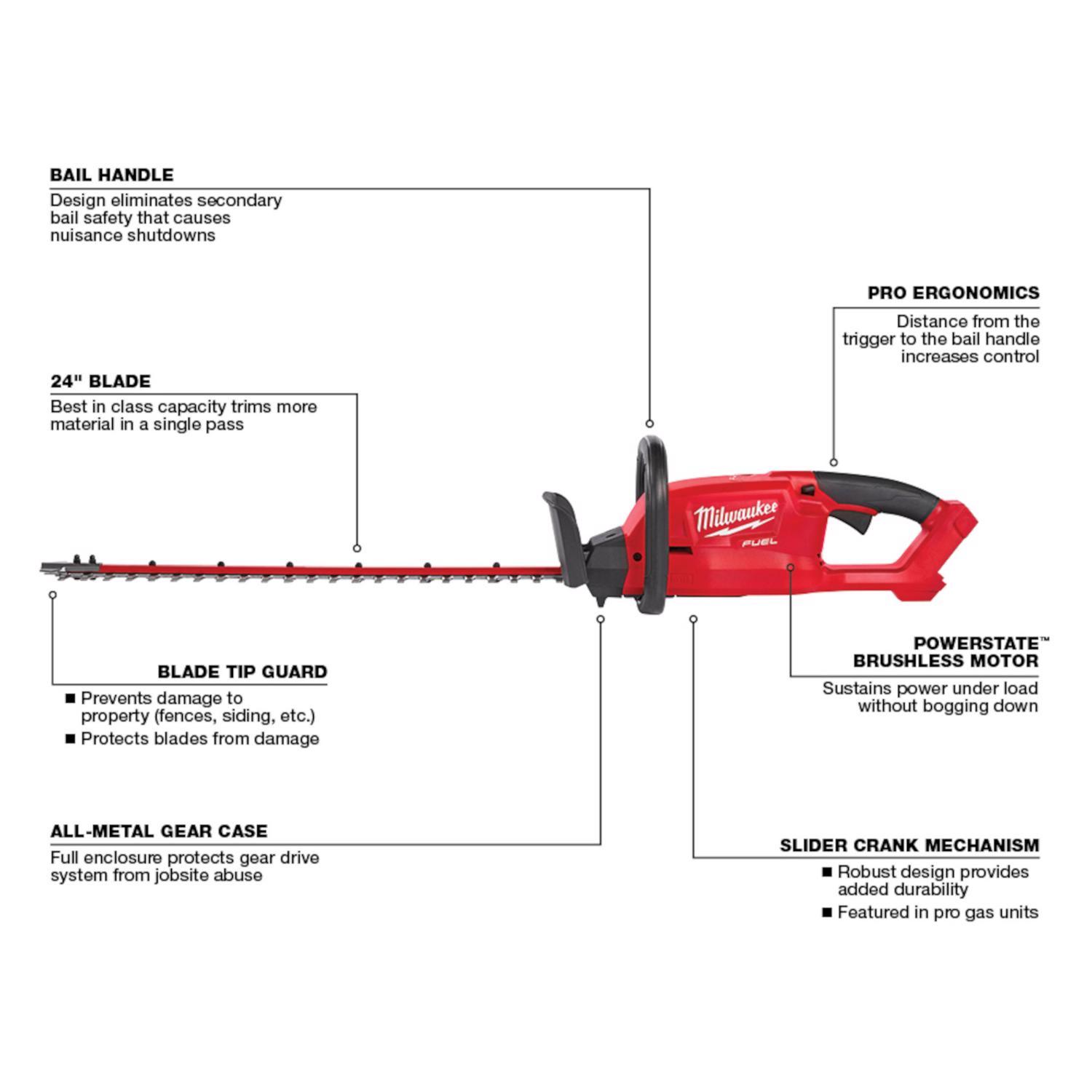 Milwaukee M18 FUEL 2726-20 24 in. 18 V Battery Hedge Trimmer Tool Only